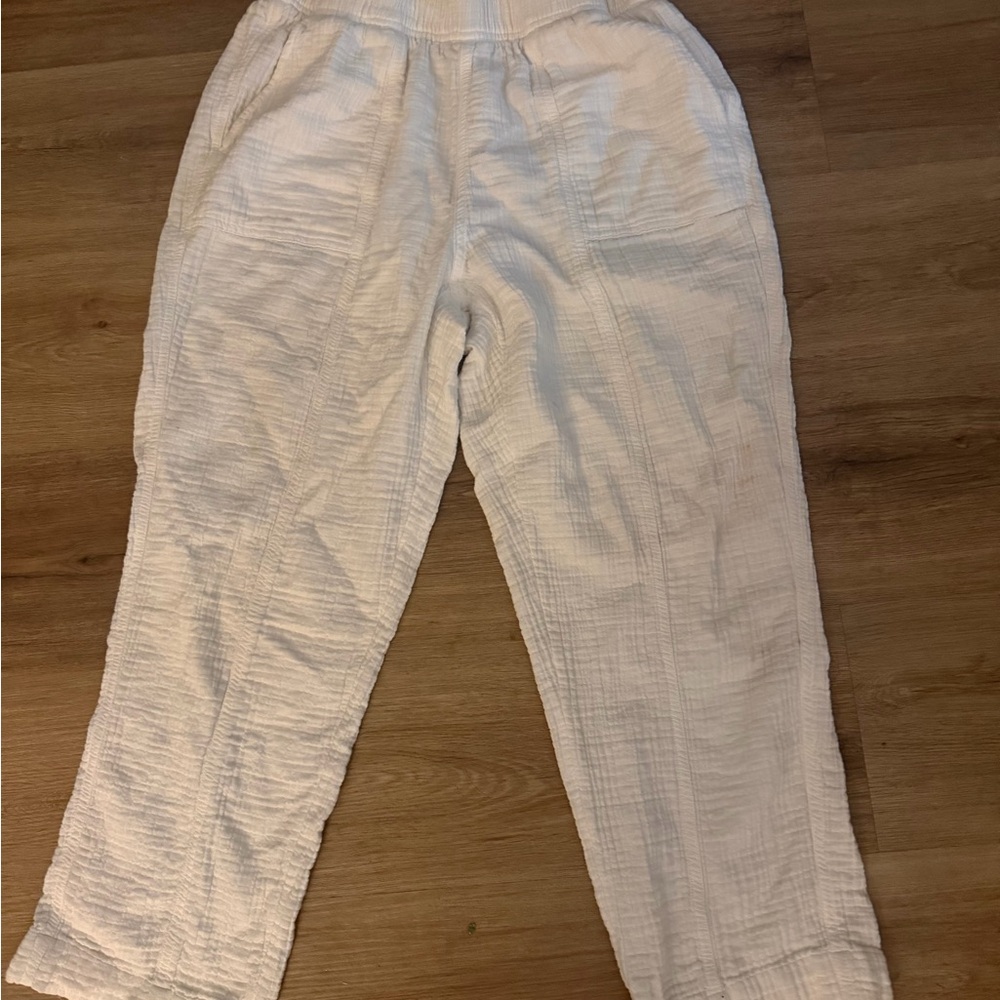 White Textured Pants